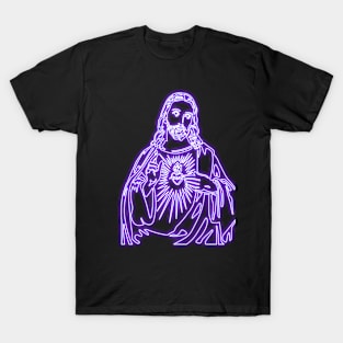 Sacred Heart of Jesus Christ - violet neon T-Shirt